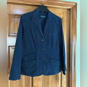 Lauren Leans Company Navy Striped Blazer